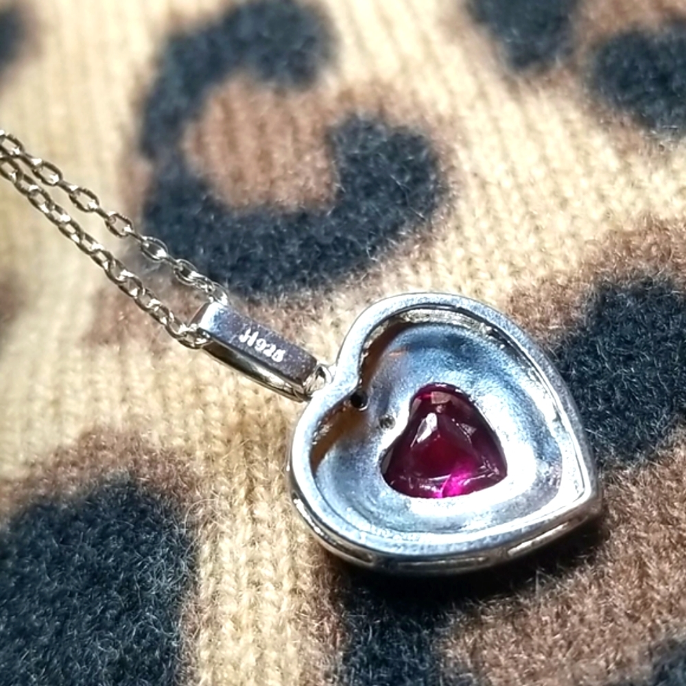 Ruby❤Heart & Marcasite Pendant - Picture 7 of 10